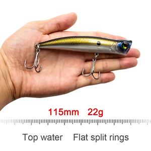 Leurres de pêche en plastique dur, matériel de <span class=keywords><strong>Surface</strong></span>, yeux 3D brillants, hameçons triples ABS, vente en gros, en Stock, VP03 Popper - Product Image 2