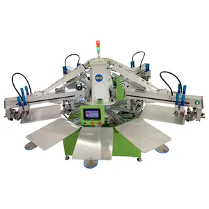 2/3/4/6/8 Color 10 Station Automatic Carousel Silk Screen Printing Machine For T Shirts Cloths Textil Garment