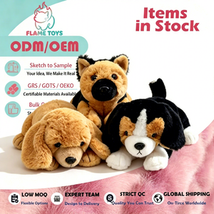 Peluche adorable de Golden Retriever couché avec rembourrage en coton PP, brodée, anti-stress, cadeau d'anniversaire unisexe pour enfants - Product Image 1