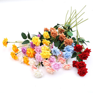 Bouquet de roses artificielles en plastique Xinchengzhi, 6 têtes de roses simulées, pour décorations de mariage et de maison - Product Image 4
