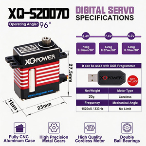 เซอร์โวไมโครดิจิตอล Fast Speed XQ-S2007D น้ำหนัก 20 กรัม ตัวเรือนโลหะ แรงบิดสูง 7 กก. 0.06 วินาที สำหรับรถบังคับวิทยุขนาดเล็ก SCX24 เฮลิคอปเตอร์บังคับวิทยุ - Product Image 3