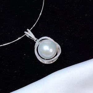 Collier de perles d'eau douce Zhuji 10-11 mm, lumière intense, base impeccable, pendentif en argent S925, perles rondes en gros - Product Image 2