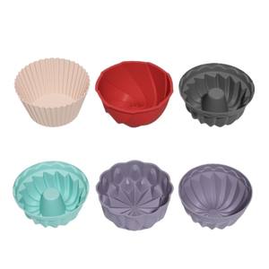 Moules de cuisson en silicone antiadhésifs ronds de 7 cm, lot de 6, pour muffins, tartes, puddings et gâteaux vapeur - Product Image 6