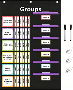 Tabla de gestión de grupos pequeños para el aula y la escuela en casa con 96 tarjetas de tela no tejida, color negro - Product Image 1
