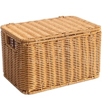 Panier de rangement en PP tissé de style nordique avec couvercle pour chambre à coucher, armoire, rangement de vêtements en extérieur, ensemble de 3 pièces