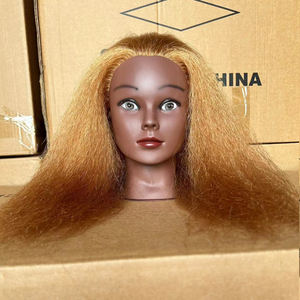 Tête de Mannequin en Cheveux Naturels pour Coiffeur, Mannequin d'Entraînement Américain/Africain, Tête de Poupée Cosmétologique pour Salon de Coiffure Féminin - Product Image 5