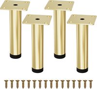 Pieds de meubles en métal modernes de 4 pouces, lot de 4 (doré) - Pieds de remplacement robustes à visser pour meubles de salle à manger et de cuisine