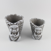 Nouveau design : Pot de fleurs en ciment motif cochon pour la décoration de la maison et du jardin, idéal pour balcon et plantes d'intérieur
