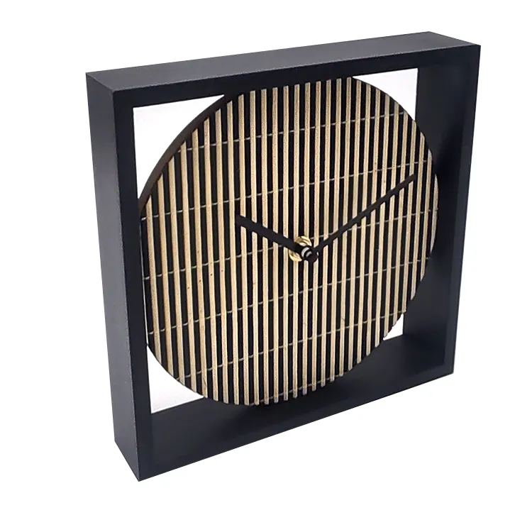 China Factory Home Decoration New Design Square Wooden Shape Wall Clock