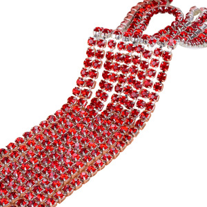 Chaîne de strass à griffes argentées de 4 mm, colorée, avec motif doré, pour la décoration de vêtements et de chapeaux - Product Image 5