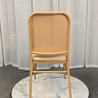 Chaise d'appoint de salle à manger verticale convertible écologique avec dossier en cannage, coussin rembourré et structure en bois grainé, pour salle de bain et cave à vin