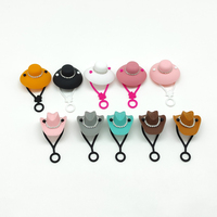 Capuchon de paille en silicone mignon motif ours, lapin, frites, champignons, dessin animé, anti-poussière, pour gobelet Stanley, qualité alimentaire, personnalisable