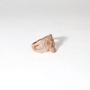 Bague Crâne Gothique en Or Rose avec Diamant de Laboratoire, Style Art Déco, Bague Statement Unique, Bijou Punk Crâne Pavé pour Hommes et Femmes - Product Image 1