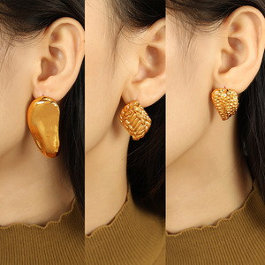 Fashion Stud <b>Earrings</b> Gold Heart Shaped Zinc Alloy Stainless Steel <b>Post</b> EH604 EH605 EH606 - Product Image 4