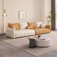 Segmentiertes Kanalstich-Ledersofa mit Seitentasche und Breiter Armlehne für Modernes Minimalistisches Wohnzimmer