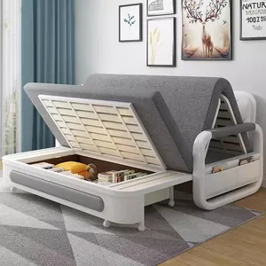 Sofá cama convertible de lujo, mueble moderno para sala de estar, sofá cama multifuncional plegable de cuero funcional con almacenamiento