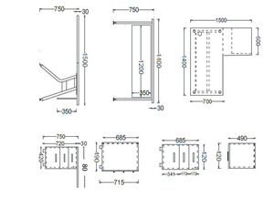 Escritorio de oficina en forma de L, tablero de melamina, patas de metal, cajonera, mesa de trabajo para uso de gerentes y personal. - Product Image 6