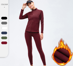 A147 Ensemble de survêtement chaud pour <span class=keywords><strong>femme</strong></span>, tenue de sport respirante pour le jogging et le yoga, sous-vêtements <span class=keywords><strong>thermiques</strong></span> d'hiver, vêtements de sport pour <span class=keywords><strong>femme</strong></span>, tenue de gym - Product Image 2