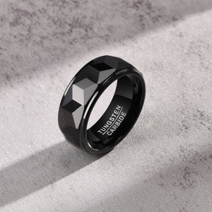 Modeschmuck Hip Hop gravierte Männer Wolfram karbid <span class=keywords><strong>Ring</strong></span> Vintage klobige 18 Karat vergoldete Ringe Designs für Männer - Product Image 5