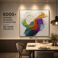 Peinture à l'huile bas-relief texturée aux couleurs vives, cadre doré, art mural pour chambre d'hôtel, chambre à coucher, mur latéral, personnalisable, vente en gros, OEM