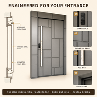Porte d'entrée en acier inoxydable sur mesure, isolation thermique, étanche, design moderne géométrique pour maison, habitation et extérieur