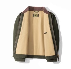 Áo khoác nam mùa thu kiểu dáng thường ngày, chất liệu vải bố bố, cổ phối vải gân, có túi tiện dụng, kiểu dáng công nhân, bán buôn, có sẵn trong kho - Product Image 2