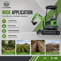 Mini-excavatrice FULCORE CE EPA EuroV certifiée ISO avec double contrepoids et cabine pour l'aménagement paysager de jardin