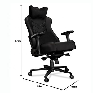 Chaise de jeu E-Sports en cuir moulé haute densité, tissu <span class=keywords><strong>noir</strong></span>, grande <span class=keywords><strong>et</strong></span> haute, avec coussin en mousse à mémoire de forme en velours - Product Image 6