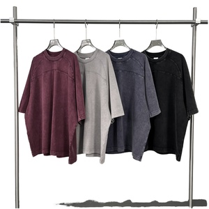 T-shirt en coton 100% de haute qualité, vintage, délavé à l'acide, coupe ample, épaules tombantes, manches courtes, décontracté, 230 grammes - Product Image 3