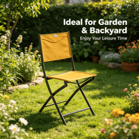 Chaise pliante jaune moutarde en tissu pour extérieur, patio, jardin, plage, pêche, balcon, siège de loisirs, cadre en acier, portable et légère