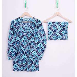 Conjunto de Pijama de Satén de 2 Piezas para Mujer, 100% Algodón, Otoño, Manga Larga, Cuello en V, Cintura Elástica, Transpirable, Ropa de Dormir Informal, 220g - Product Image 2