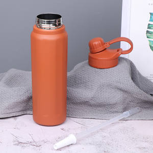 Bouteille isotherme en métal à double paroi personnalisable avec logo, recyclable, avec paille, en acier inoxydable de qualité alimentaire, à prix abordable - Product Image 4