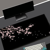 Tapis de souris de jeu Black Sakura, tapis de bureau Kawaii violet, grand tapis de bureau, accessoires, tapis de souris à fleurs de cerisier, tapis d'ordinateur pour joueur