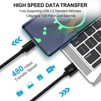 Câble de charge rapide USB Type C 3A en nylon tressé portable de 0,2 m (20 cm) pour iPhone 15/16/17 et téléphones mobiles Samsung Galaxy