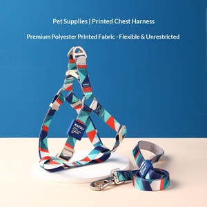犬用リードチェストハーネス ロープチェーン付き 脱走防止ベストスタイル プリントバックル留め具 小型犬/中型犬用犬用リードハーネス - Product Image 4