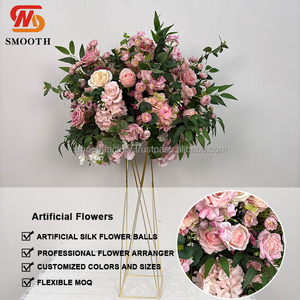 LEDA Party Event Centerpiece Decor Handmade Soft <b>Artificial</b> <b>Flower</b> Ball Pink Rose Combined <b>Flowers</b> for Wedding - Product Image 3