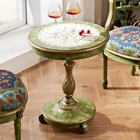Petite table d'angle américaine vintage en bois massif Buffet de canapé peint pour villa Salon Balcon Table basse et ronde