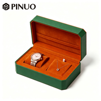 Boîte à bijoux en cuir vert de luxe PINUO, forme octogonale, doublure en microfibre, boîte cadeau pour bijoux, boîte de rangement combinée