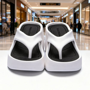Women's Outdoor <b>Platform</b> Flip Flops High <b>Heel</b> Summer Beach Shoes Anti Slip <b>White</b> And Black - Product Image 3