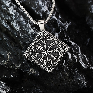 Nordic Men's Stainless Steel Pendant Viking <b>Compass</b> Necklace Geometric Design Gift Jewelry - Product Image 1