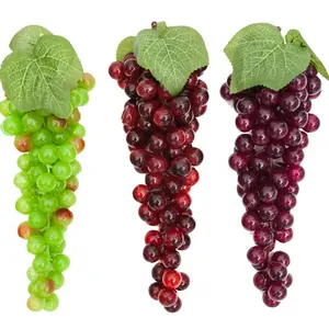Ramo de uvas verdes, fruta Artificial de plástico decorativa