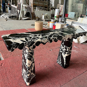 Living Room Long Beige Travertine White <strong>Marble</strong> <strong>Console</strong> <strong>Table</strong> Modern Calacatta Viola <strong>Marble</strong> Side <strong>Table</strong> - Product Image 5
