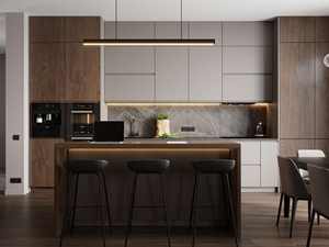 FOSHAN Ventes chaudes Armoires de cuisine sur mesure haut de gamme à panneaux cannelés Design en forme de cannelures Minimalisme Armoires de cuisine intelligentes avec îlot - Product Image 3