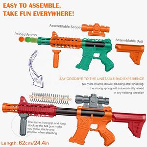 <span class=keywords><strong>Jeu</strong></span> de tir à la cible mobile rotative de grande taille pour enfants en plein air avec 24 balles en mousse et 2 pistolets à air comprimé pour la pratique du tir - Product Image 6