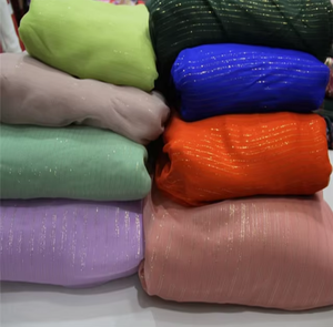 Tùy chỉnh <span class=keywords><strong>s</strong></span>ố lượng lớn dòng vàng bạc dòng chất lượng hàng đầu cảm giác mềm mại Lụa Kim Loại lurex Crinkle ggt vải cho phụ nữ vải - Product Image 2