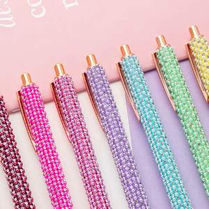 Stylos à bille en métal multicolores, mignons, avec perles et motifs cœurs, pour étudiants, vente en gros, parfaits comme cadeaux publicitaires - Product Image 2