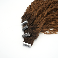 Extensiones de Cabello Virgen Ruso con Cinta Adhesiva Invisible, Cabello Humano 100% Ondulado, Fábrica LanXun