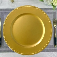 Assiettes de présentation dorées en plastique Assiettes de présentation rondes en perles de 13 pouces pour la décoration de table de mariage