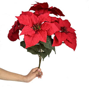 في الهواء الطلق أحمر أبيض الاصطناعي عيد الميلاد زهرة البونسيتيا لعيد الميلاد المركزية الجدول ديكورات المنزل - Product Image 1