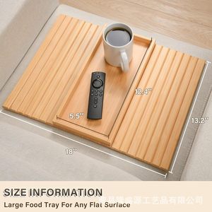 Table de plateau de canapé en bambou pliable pour canapé accoudoir de canapé Clip anti-dérapant sur plateau porte-gobelet pour collations contrôle de téléphone - Product Image 4